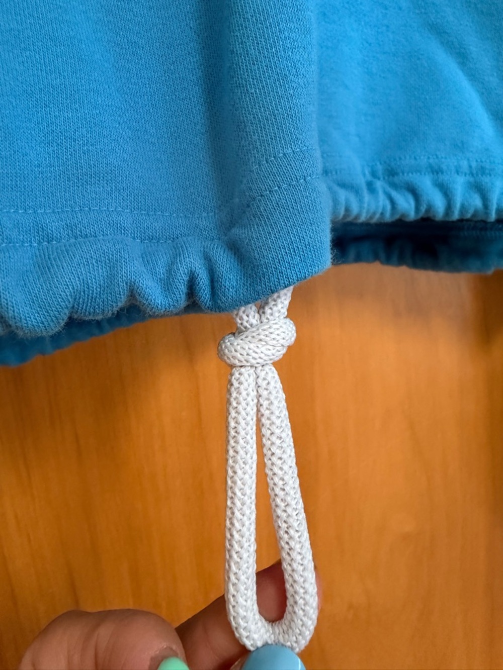 Adidas Cropped Blue Drawstring Sweatshirt - Picture 5 of 5